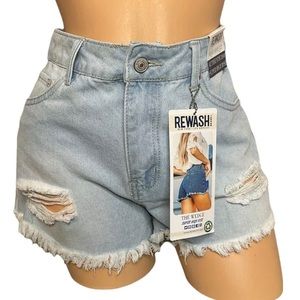 NWT REWASH Wedge short super high rise cheeky light wash shorts size 5